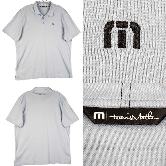 Travis Mathew Golf Polo Shirt Men's Size Large L ? Blue Short Sleeve Cotton - Picture 1 of 13